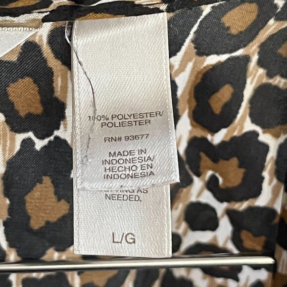 Ambrielle Pajama Top‎ Womens Large Leopard Print Silky Light Drawstring C… - Picture 9 of 9